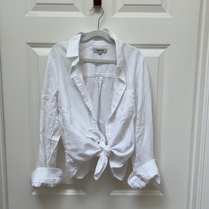 Madewell tie front white button down